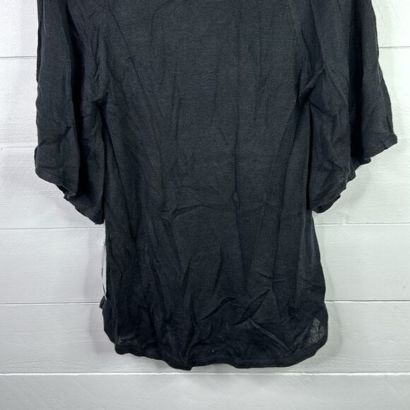 INC Black Short Sleeve Rolled Turtleneck Blouse Top Shirt Sweater‎ Size Small - Picture 4 of 11